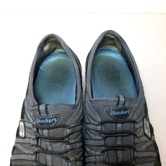 Skechers Shoes Womens Sz 7.5 Bikers Athletic Slip On Sneakers 22045 Black/Blue - Picture 7 of 14